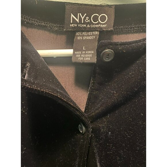 NY & Co Black Velvet Button-Up Long Sleeve Cardigan For Women Size L - Picture 3 of 4